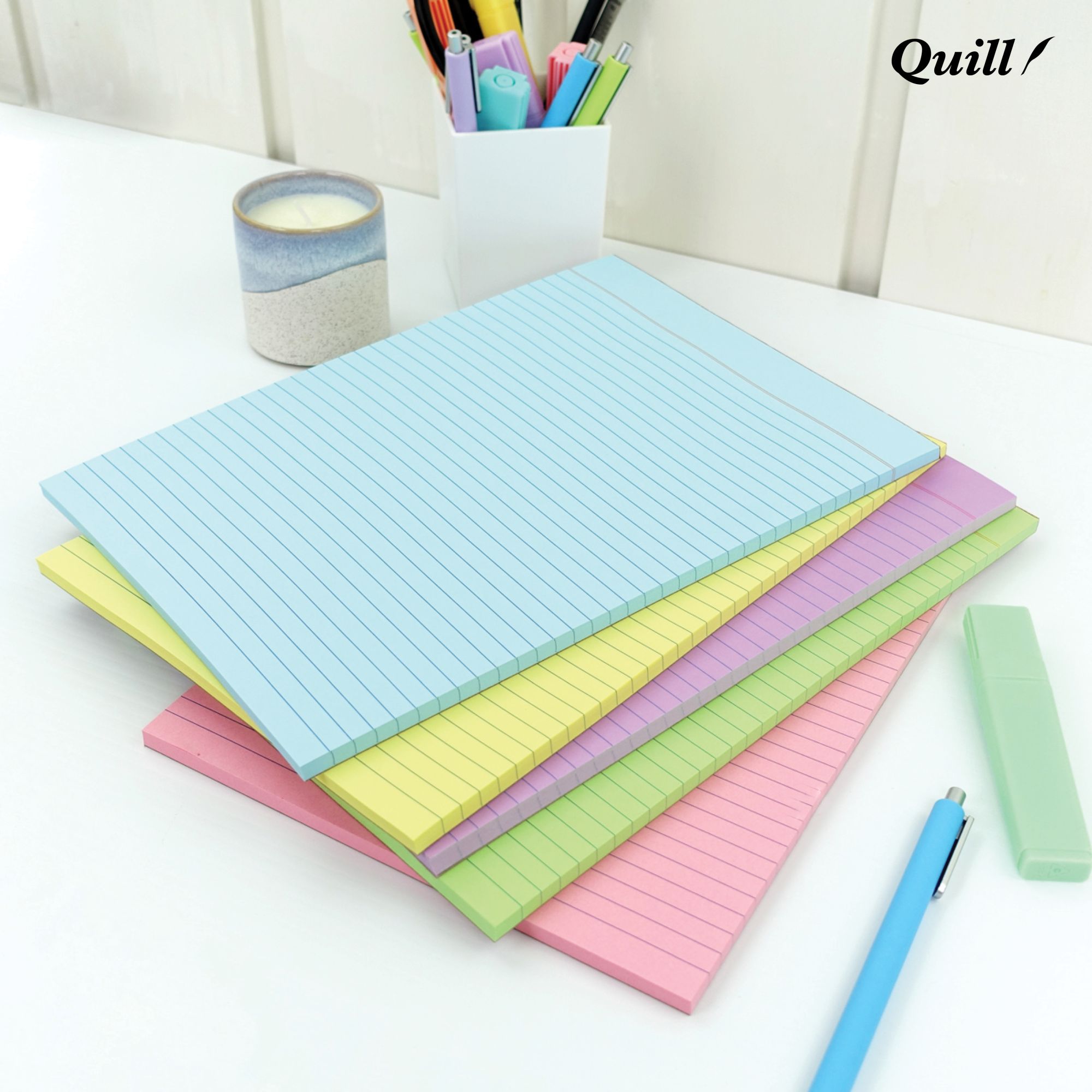 Quill Bond Pad Ruled 70gsm A4 70 Leaf Pack 5 Assorted Hamelin Brands